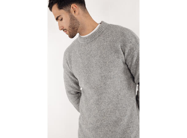 Perot Sweater Grey Melange XL Teddy knit mock neck 
