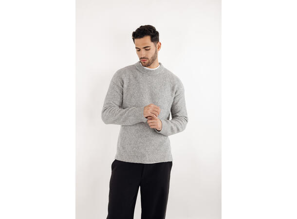 Perot Sweater Grey Melange XL Teddy knit mock neck 