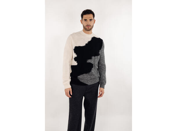 Rockefeller Sweater Cream M Intarsia knit wool sweater 