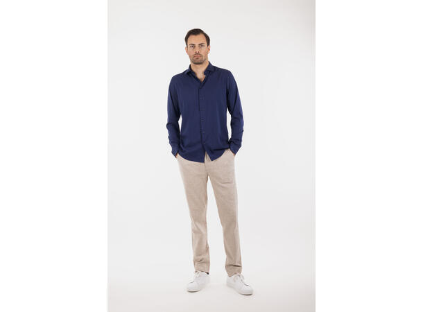 Tommaso Shirt Navy melange L Stretch twill bamboo shirt 