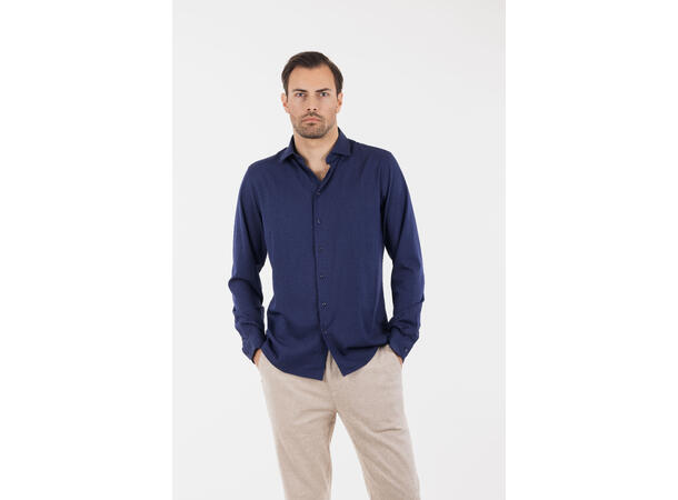 Tommaso Shirt Navy melange L Stretch twill bamboo shirt 