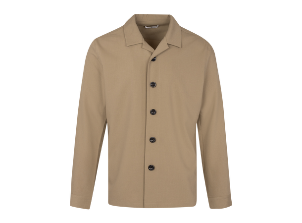 Andreas Shirt Dark Sand L Bowling collar overshirt 