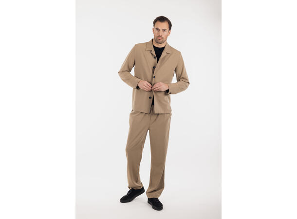 Andreas Shirt Dark Sand L Bowling collar overshirt 