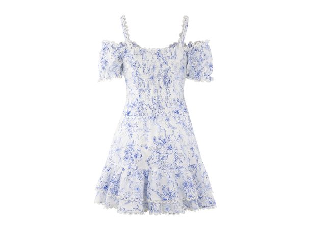 Gianna Dress Blue AOP XS Embroidery print mini dress 