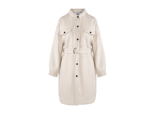 Katinka Overshirt Light Sand M Long belted overshirt 