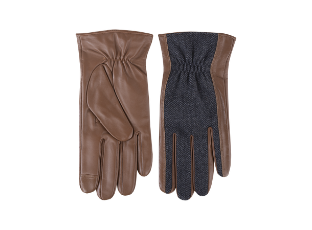 Niil Glove Cognac L Leather glove with contrast 