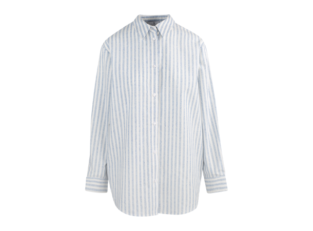 Tindra shirt Blue stripe L Striped cotton shirt 