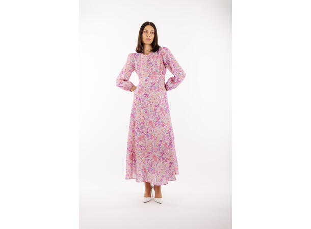 Adelle Dress Pink AOP L Silk print maxi dress 