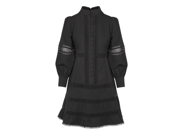 Angelica Dress Black S Poplin dress with laces 