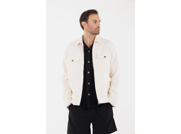 Aron Jacket Cream S Cotton structure zip jacket 