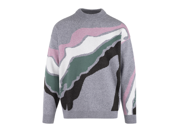 Frederick Sweater Grey multi L Jacquard knit viscose r-neck 