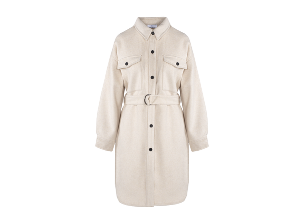 Katinka Overshirt Light Sand L Long belted overshirt 