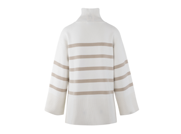 Livia Sweater White M Boxy striped turtleneck 