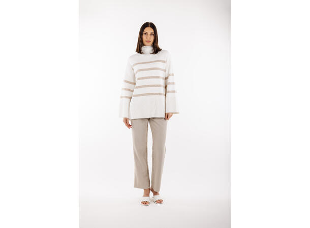 Livia Sweater White M Boxy striped turtleneck 