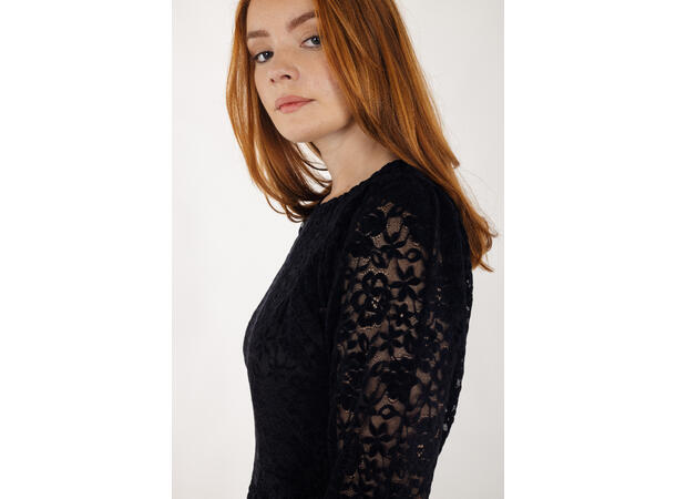 Mirabel Dress Black S Velour lace dress 