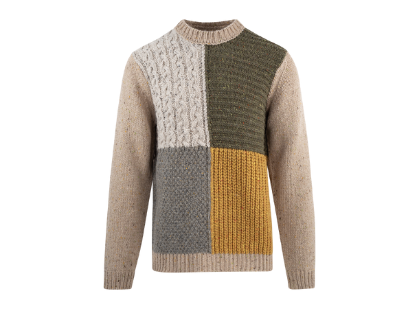 Pitt Sweater Sand multi XXL Patchwork knit r-neck 