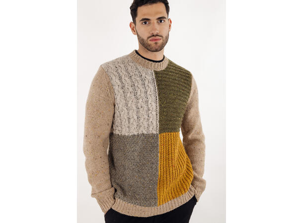 Pitt Sweater Sand multi XXL Patchwork knit r-neck 