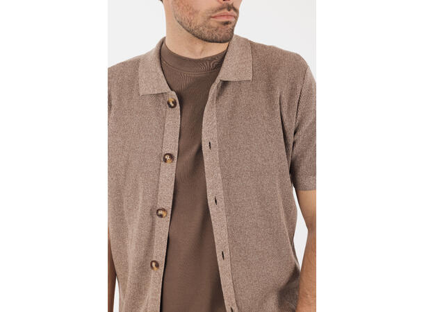 Star Shirt Brown twill M Structure knit SS shirt 