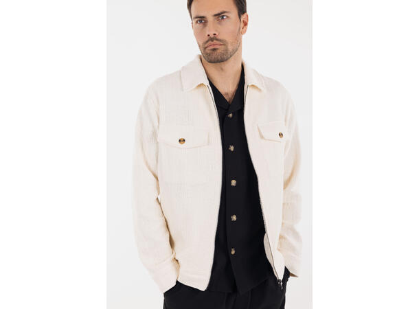 Aron Jacket Cream M Cotton structure zip jacket 