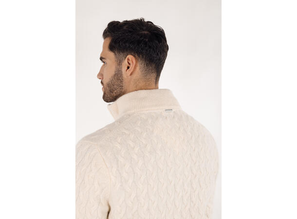 Aston Half-zip Cream M Cable knit sweater 