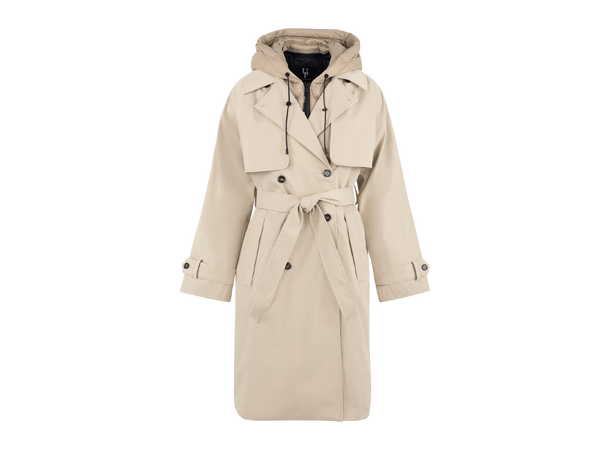 Eira Coat Silver Mink XL Technical trench with removable hood 