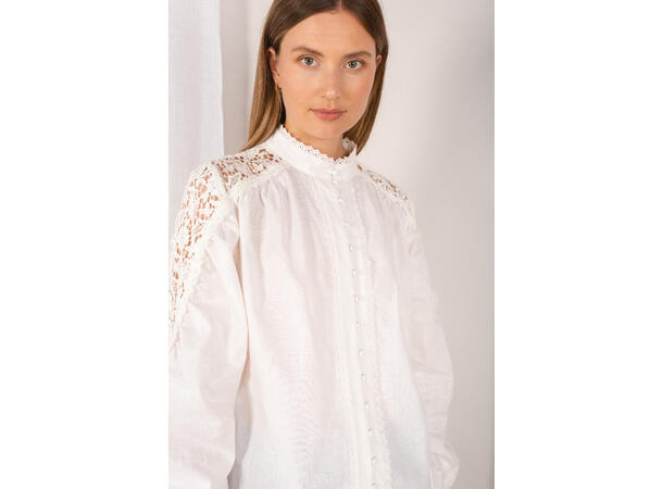 Eloise Blouse White S Cotton lace detail blouse