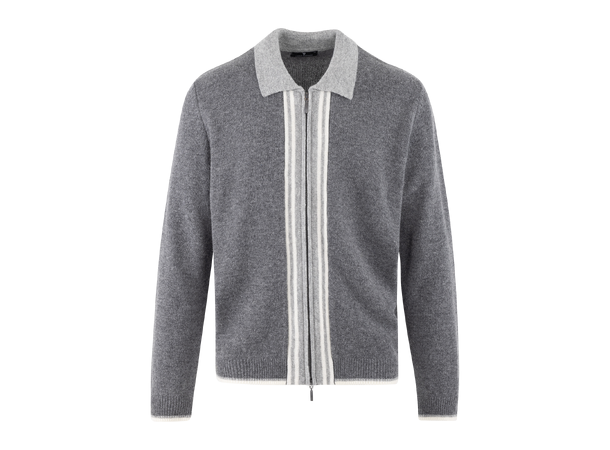Ford zip cardigan Dark Grey Melange XL Wool knit cardigan 
