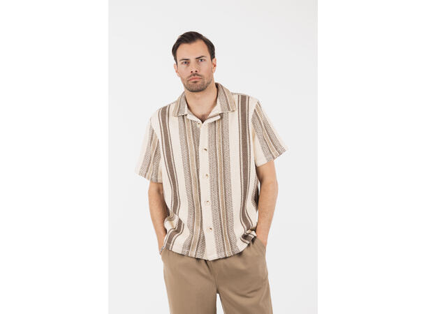Fred Shirt Brown multi M Striped SS shirt 