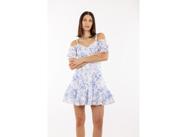 Gianna Dress Blue AOP M Embroidery print mini dress 