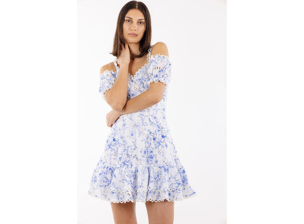 Gianna Dress Blue AOP M Embroidery print mini dress 