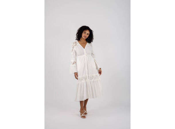 Jasmin Dress White S Cotton lace detail dress 