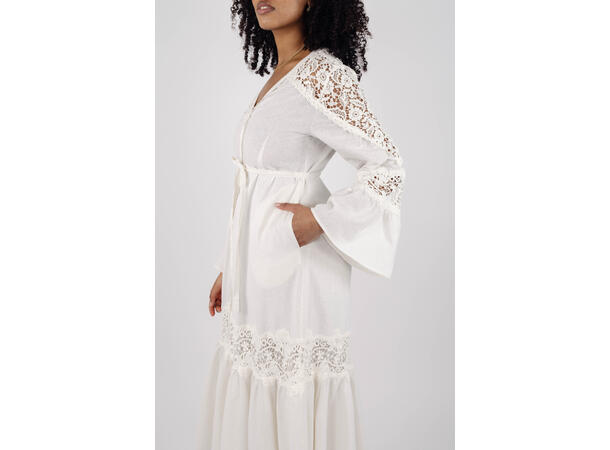Jasmin Dress White S Cotton lace detail dress 