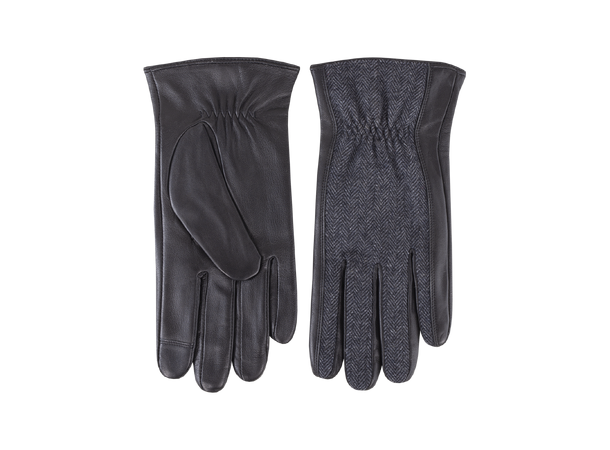 Niil Glove Black M Leather glove with contrast 