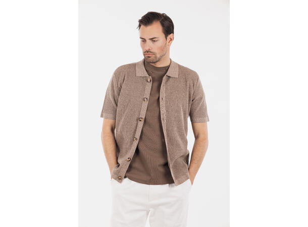Star Shirt Brown twill L Structure knit SS shirt 