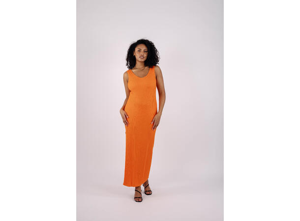 Stine midi dress Bright orange S Viscose knit midi dress 