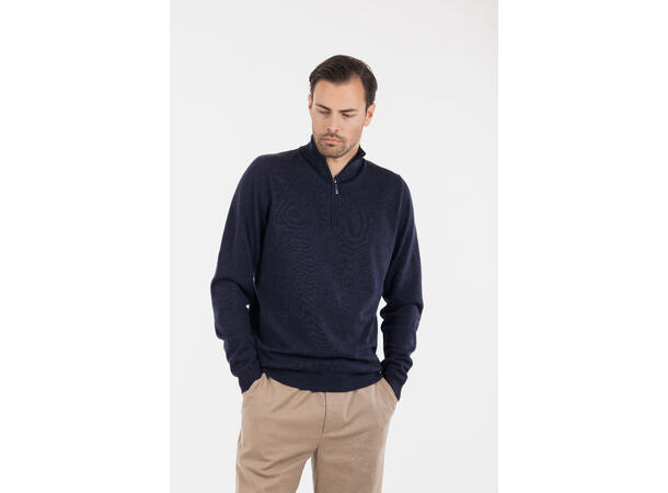 Espen Half-zip Navy L Bamboo sweater 