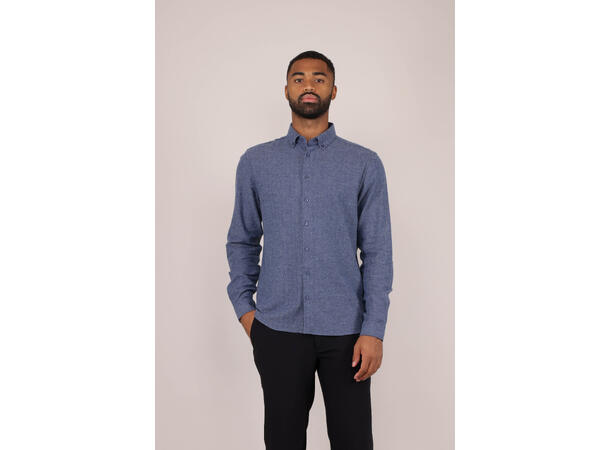 Jon Shirt Navy L Brushed herringbone shirt 