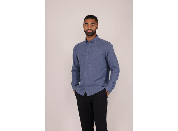 Jon Shirt Navy L Brushed herringbone shirt 