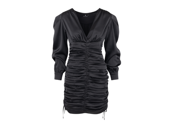 Kiki Dress Black M Gathered satin dress 