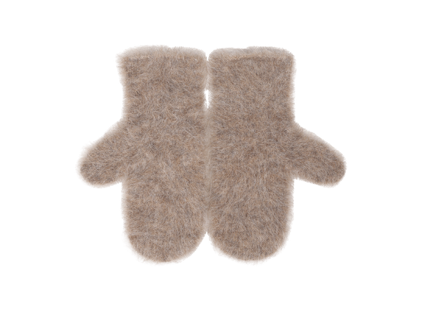 Aba Mittens Dark Sand One Size Fury fluffy alpaca mittens 