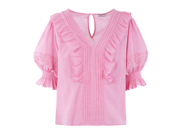 Caressa Top Sachet Pink M Crinkle cotton blouse 