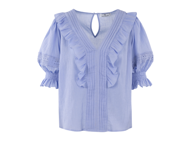 Caressa Top Vista Blue XL Crinkle cotton blouse 