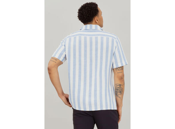 Folke SS Shirt Light Blue XL Striped linen SS shirt 