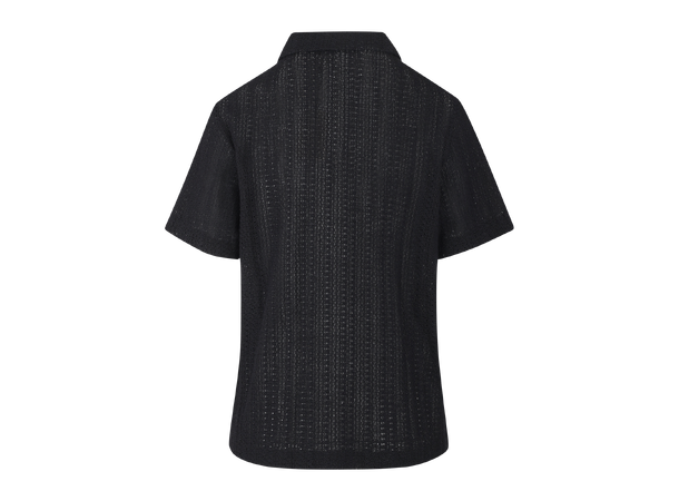 Melissa SS Shirt Black L Loose crochet look SS shirt 