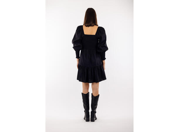 Milagros Dress Black L Stretch linen dress 