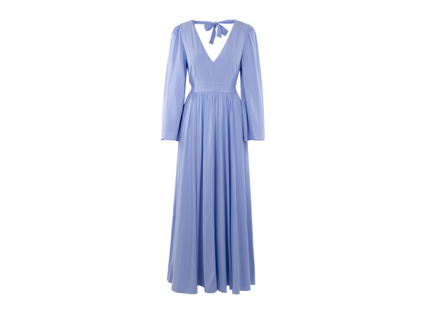 Milena Dress Vista Blue S V-neck open back maxi dress 