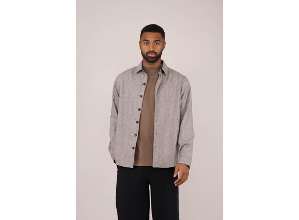 Odion Shirt Brown XL Herringbone wool shirt 