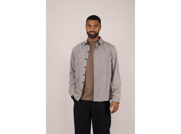 Odion Shirt Brown XL Herringbone wool shirt 
