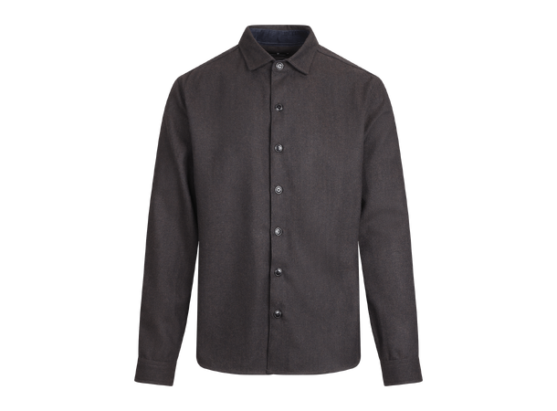 Odion Shirt Dark Brown M Herringbone wool shirt 