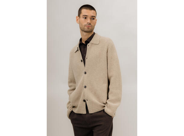 Reuben Cardigan Sand M Merino knit jacket 